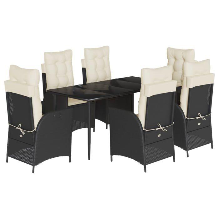 VidaXL Ensemble à Manger de Jardin avec Coussins 7 pcs, Table et Chaises avec Dossier Réglable, Meubles d'Extérieur, 3213159