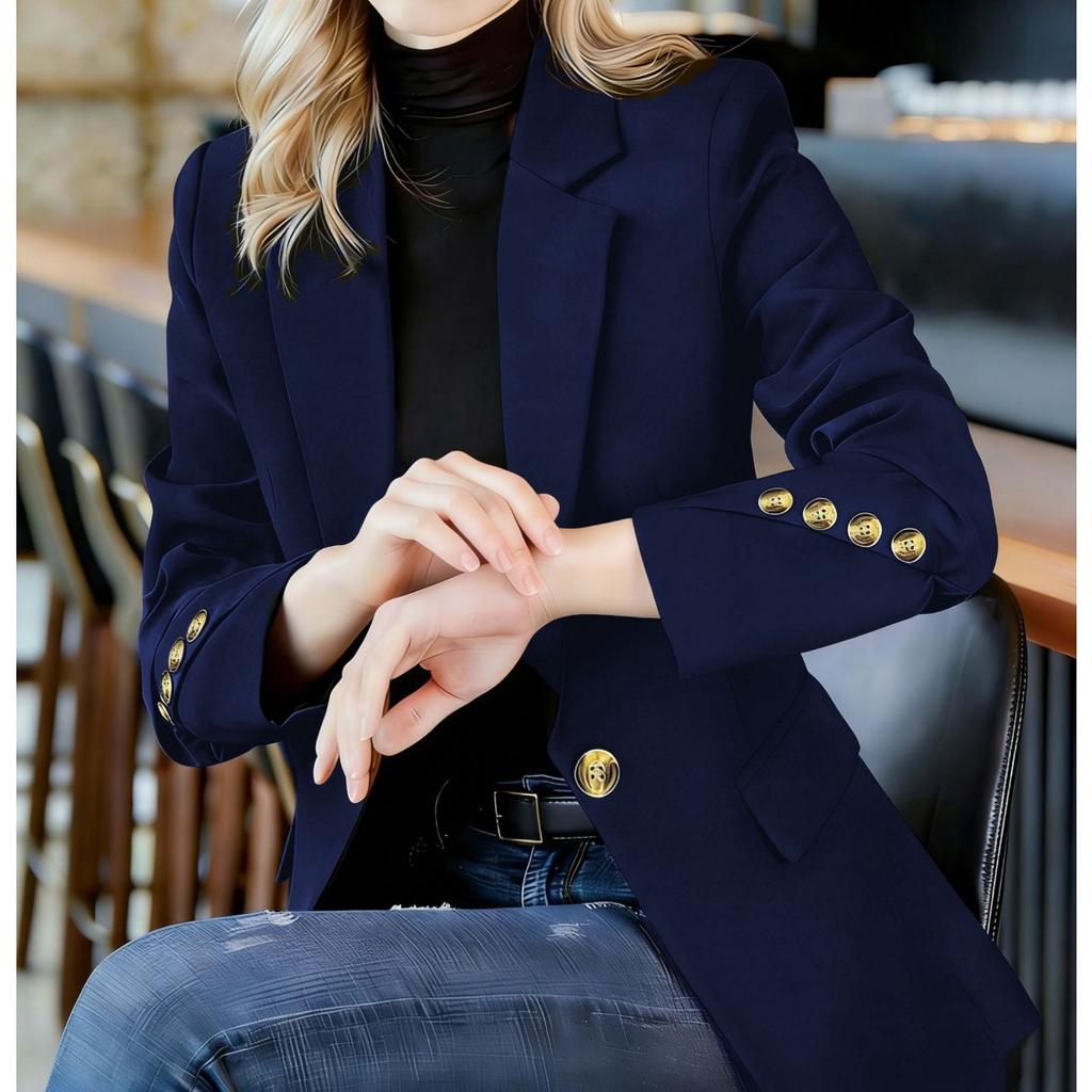 Women's Blazer, Casual Slim Fitted Suit Jacket, High-end Short Blazer for Petite Women, Spring Autumn Outerwear