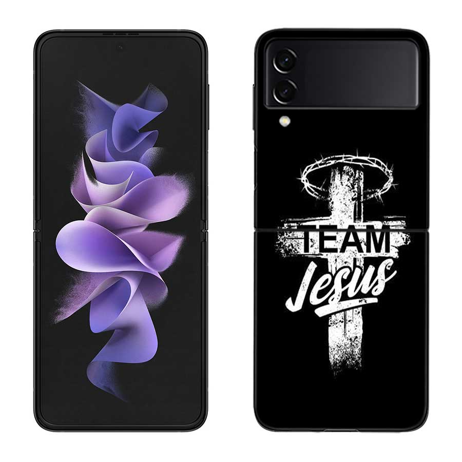 God Jesus Pray Case for Samsung Galaxy Z Flip 6 Flip 5 4 3 5G Black Cell Phone Cover Samsung Z Flip 5 5G Luxury PC Shell Coqu