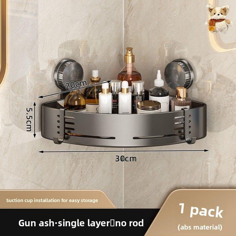 Bathroom Wall Mount Shelf With Abs Material And Padded Suction Cups For Shower Storage
