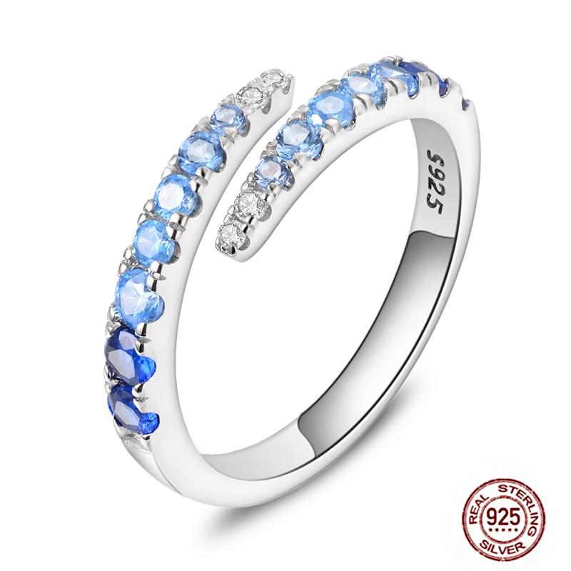 

Горячие кольца с голубым цирконом для женщин 925 стерлинговая медь Сверкающая звезда луна синева глаза сердце оригинальное кольцо на палец свадьба циркон 6