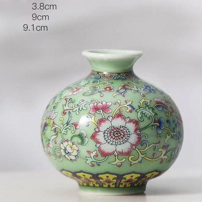 Enamel Flower Vase Decoration New Chinese Retro TV Cabinet Decoration Ceramic Minimalist Chinese Flower Arrangement Vase ZF517
