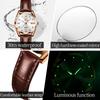 OLEVS Women Watches Elegant Fashion Leather Strap Small Dial Original Brand Quartz Wristwatch for Lady Waterproof Luminous Date