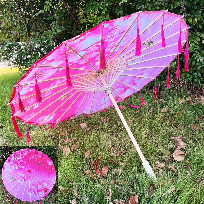 

82cm Chinese Antique Style Oiled Paper Umbrella Multicolored Kids Decorative Umbrella Costumes Photography Umbrella (as the picture,Bamboo&24K)