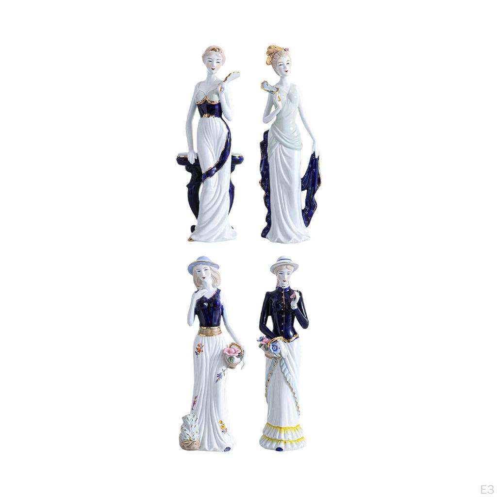 Ceramic Girl Statue Lady Figurine Collectible Ornament Sculpture for Entrance Cabinet Desk Fireplace