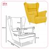 Zoja Scandinavian Family Meble Wing Chair, Lemon Yellow, Profiled