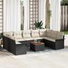 Ensemble de Canapé de Jardin avec Coussins en Poly Rattan Noir de 10 Pièces vidaXL, Canapé de Jardin 2 Places avec Rangement 3356038