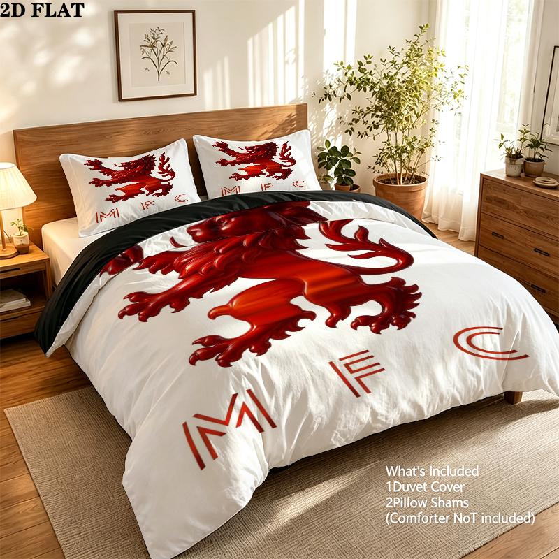 Middlesbrough Fc Pattern Bedding uilt Set uilt Cover Pillowcase Home Decoration Birthday Gift (1 * duvet cover + 2 * pillowcase without core)