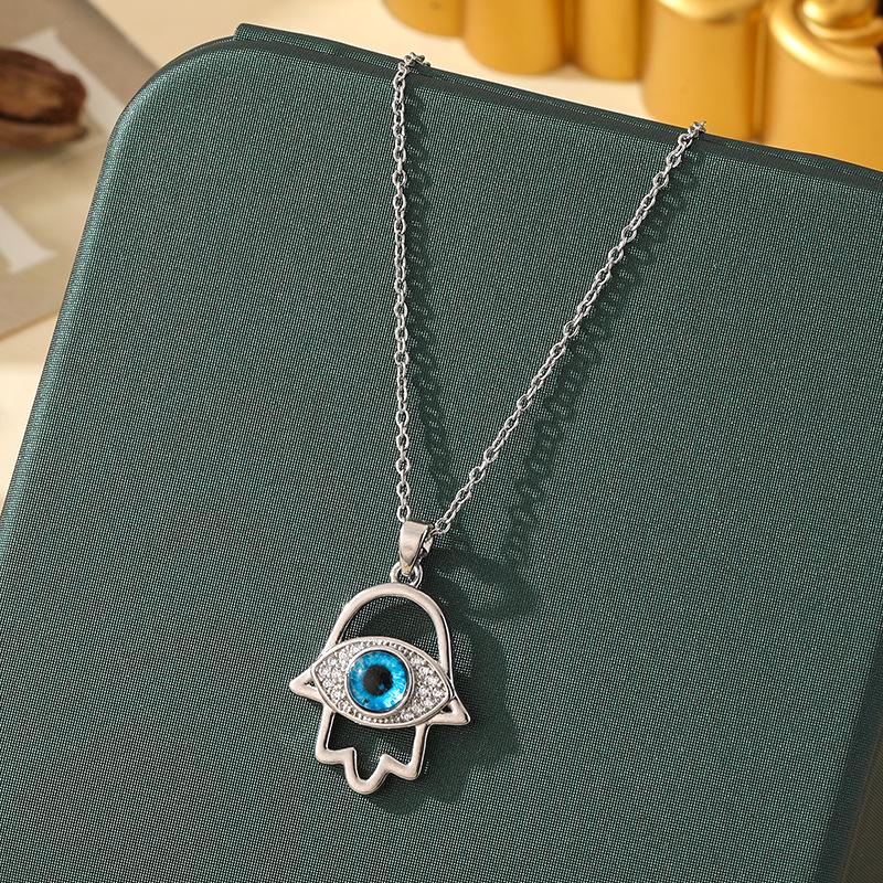 Beliebte Halskette mit blauem bösen Blick aus Titanstahl für Damen – Vielseitiger und personalisierter Schlüsselbeinkettenschmuck