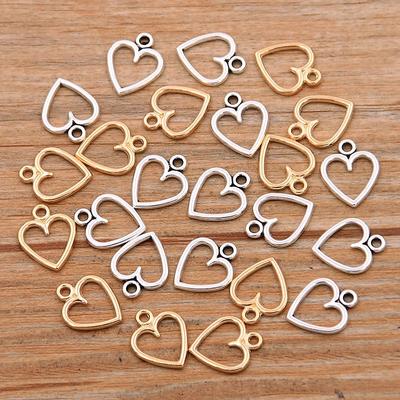 20pcs Handmade Silver Gold Color Hollow Hearts Charms Pendants for DIY Necklace Bracelet Earrings Jewelry Markings