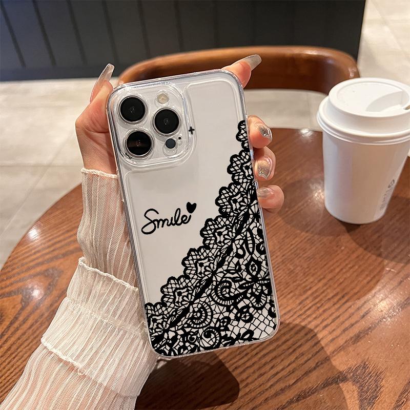 

Lace Phone Case for iPhone 17 Air 16 15 14 13 12 11 Pro Max Plus Mini X 8 7 Soft Transparent Cover Fundas Accessory iPhone 13Mini