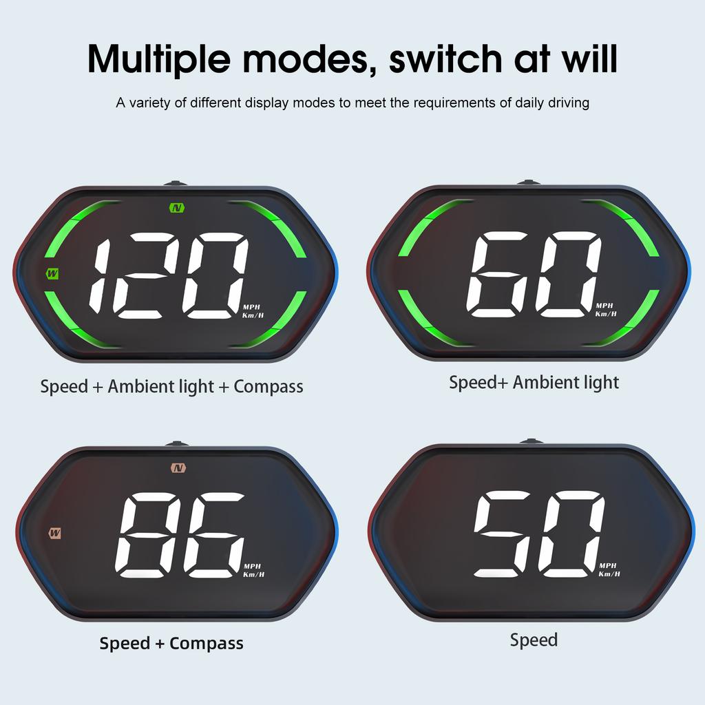 Car Hd-Up Display, GPS meter With MPH/ , Overspeed Alarm, Auto Brightness Adjustment, Plug and Play for All Vehicles