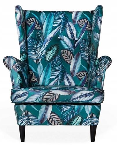 ARI PRINT Wing Chair with Footrest Scandinavian Family Furniture Leaves