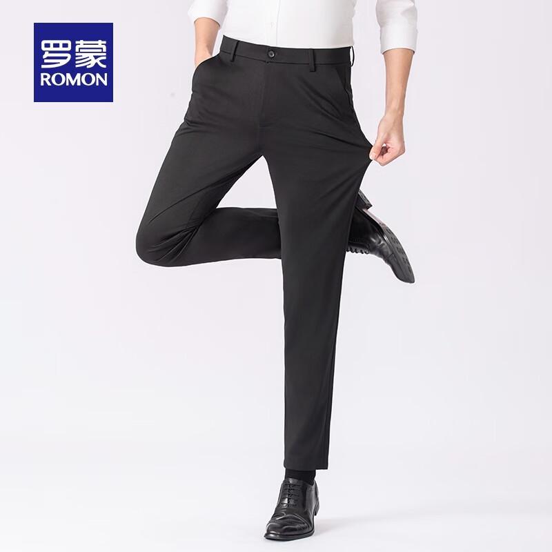ROMON Men's Straight-Leg Stretch Casual Trousers
