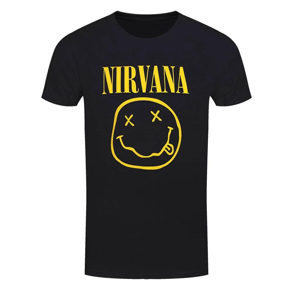 Nirvana TShirt Happy Face Kurt Cobain Band Official Black New S