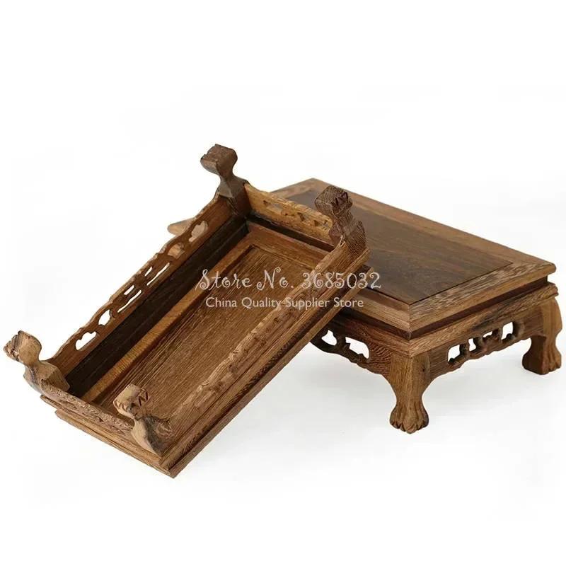 Rosewood Quality Wood Tea Table Multi-use Rectangle Small Coffee Table Buddha Kistler Display Rack Wood Decoration Base Vase