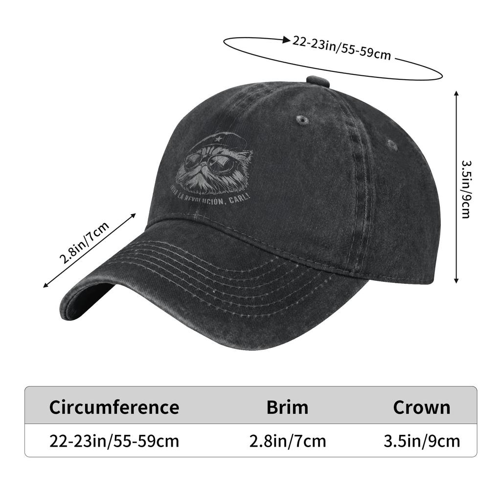 Washed Baseball Cap Viva La Revolucion Carl Funny Cat Spring Trucker Hat For Unisex-Teens  Fashion Camping Sun Snapback Cap