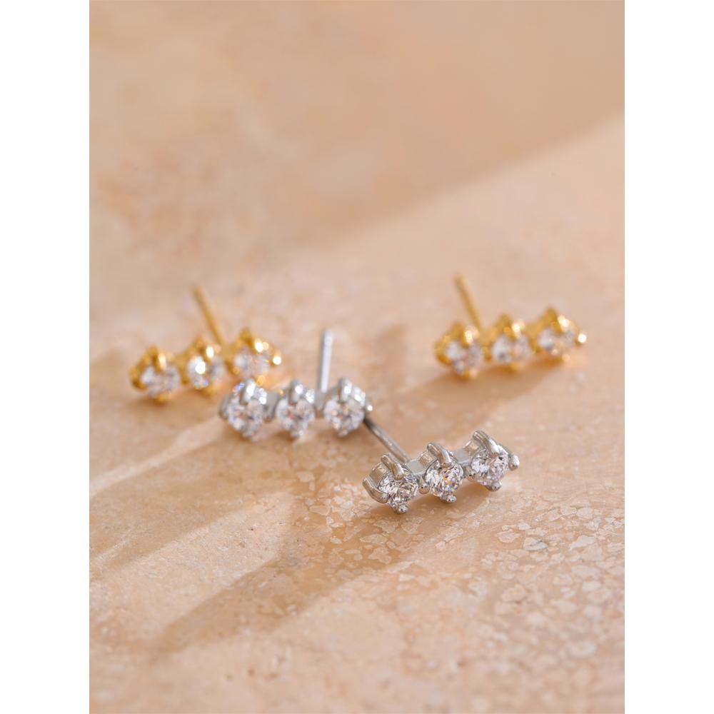 Eetit High Quality Shiny Cubic Zirconia Daily Stud Earrings for Women Stainless Steel Delicate Popular Versatile Jewelry Gift