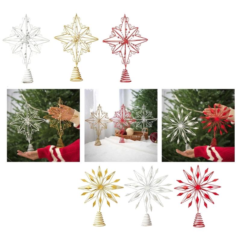 Christmas Tree Top Ornament Metal Star Shaped Tree Toppers Irregular Decoration for Home and Mall Parties Supplies