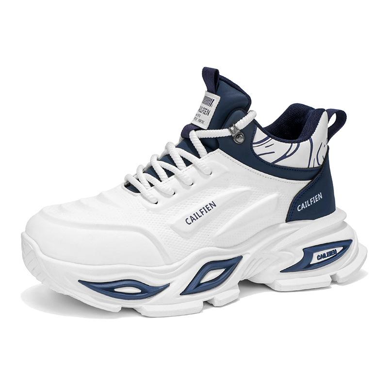 High Top 22 New Autumn Youth Sports Shoes Casual Running Basketball Heightening Little White Dad Shoes
