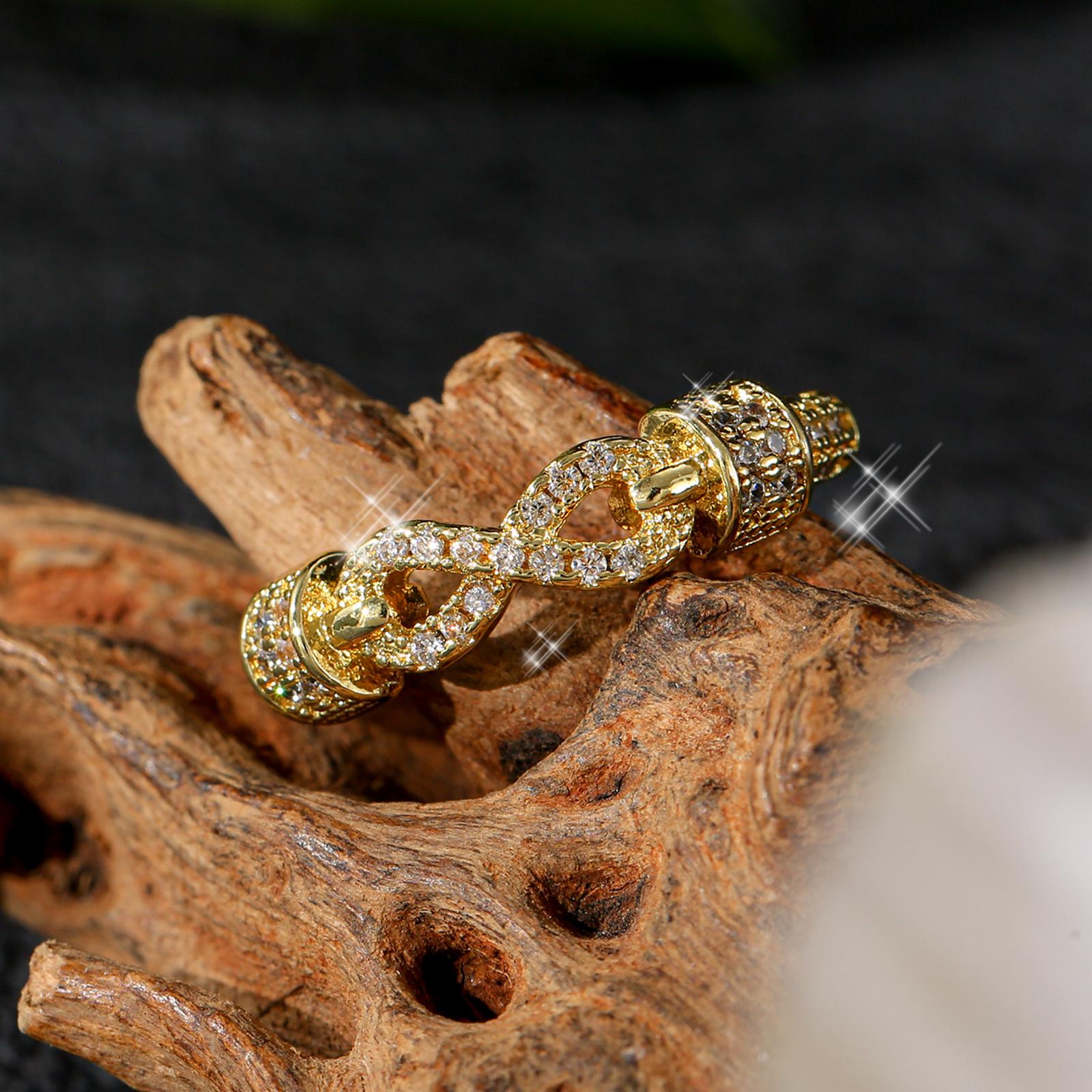 

Silvery & Golden 304L Stainless Steel Infinity Ring with Synthetic Zircon for Women Trendy Statement Jewelry Gift resizable золотий