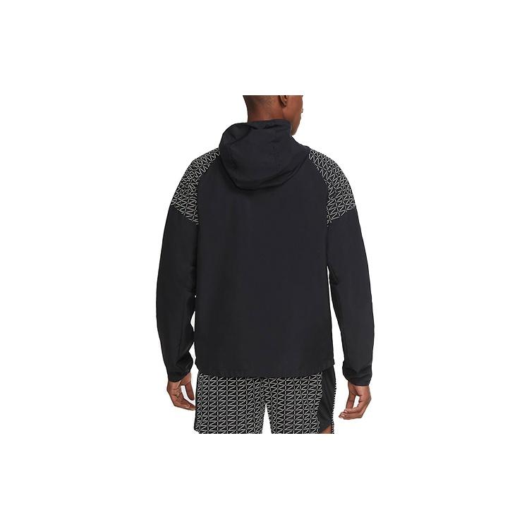 Nike Run Division Flash logo Reflective Printing hooded Running Jacket Black Men's CU7871-010