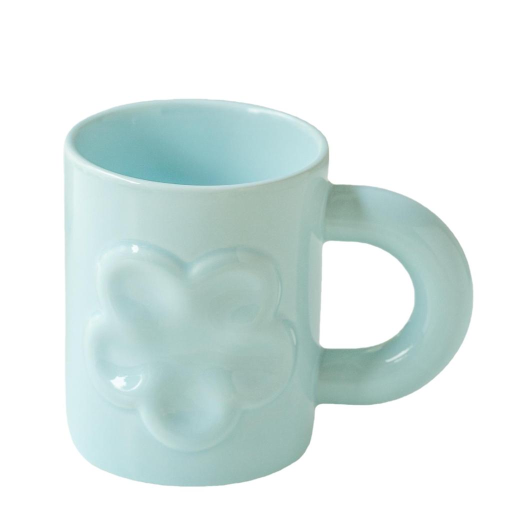Relief Blume Keramiktasse Mädchen Liebe Design Kaffeetasse Einfacher Becher Geschenk Trinkbecher