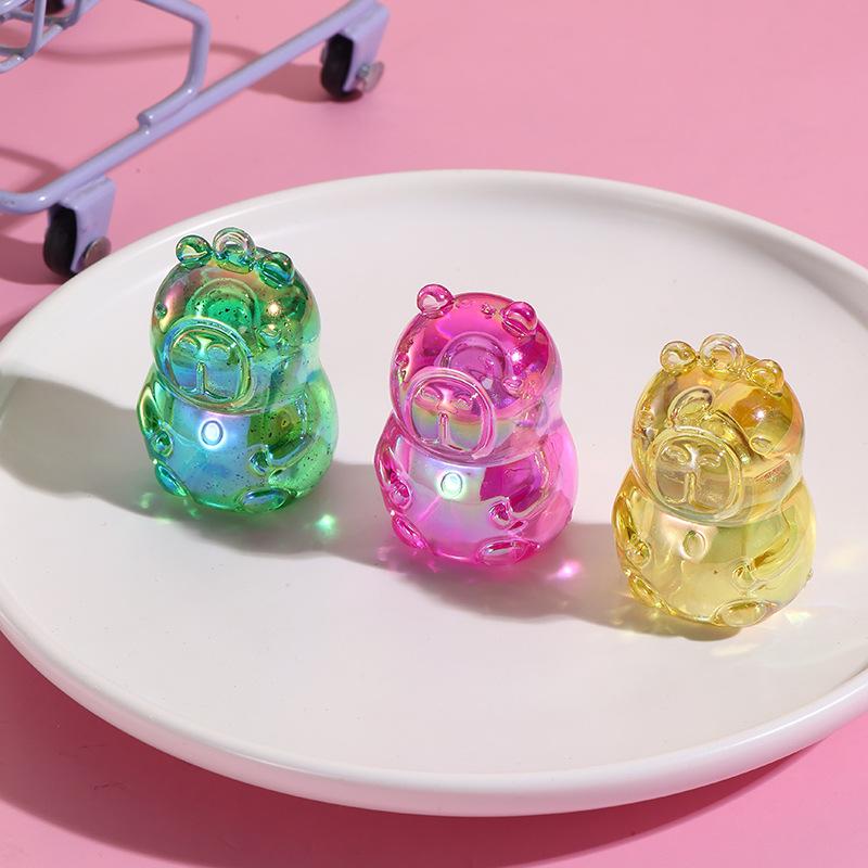Colorful Laser Crystal Unicorn-Shaped Pencil Sharpener Cute Acrylic Cartoon Capybara Pencil Sharpener Student School Stationery