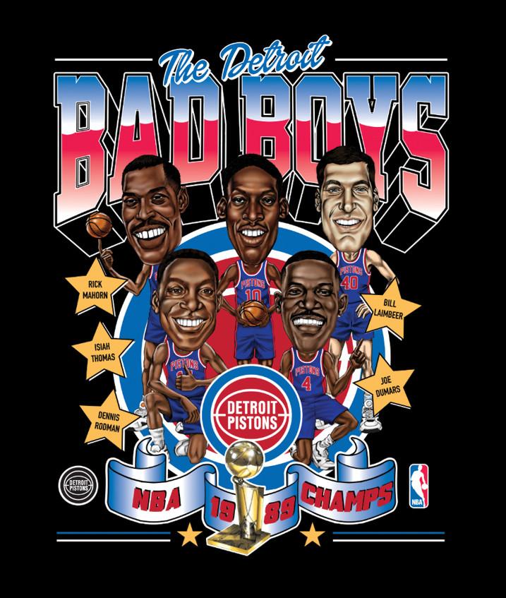 Isiah Thomas Dennis Rodman Rick Mahorn black T-shirt S-5Xl caricature JJ4097 Unisex T-Shirt S