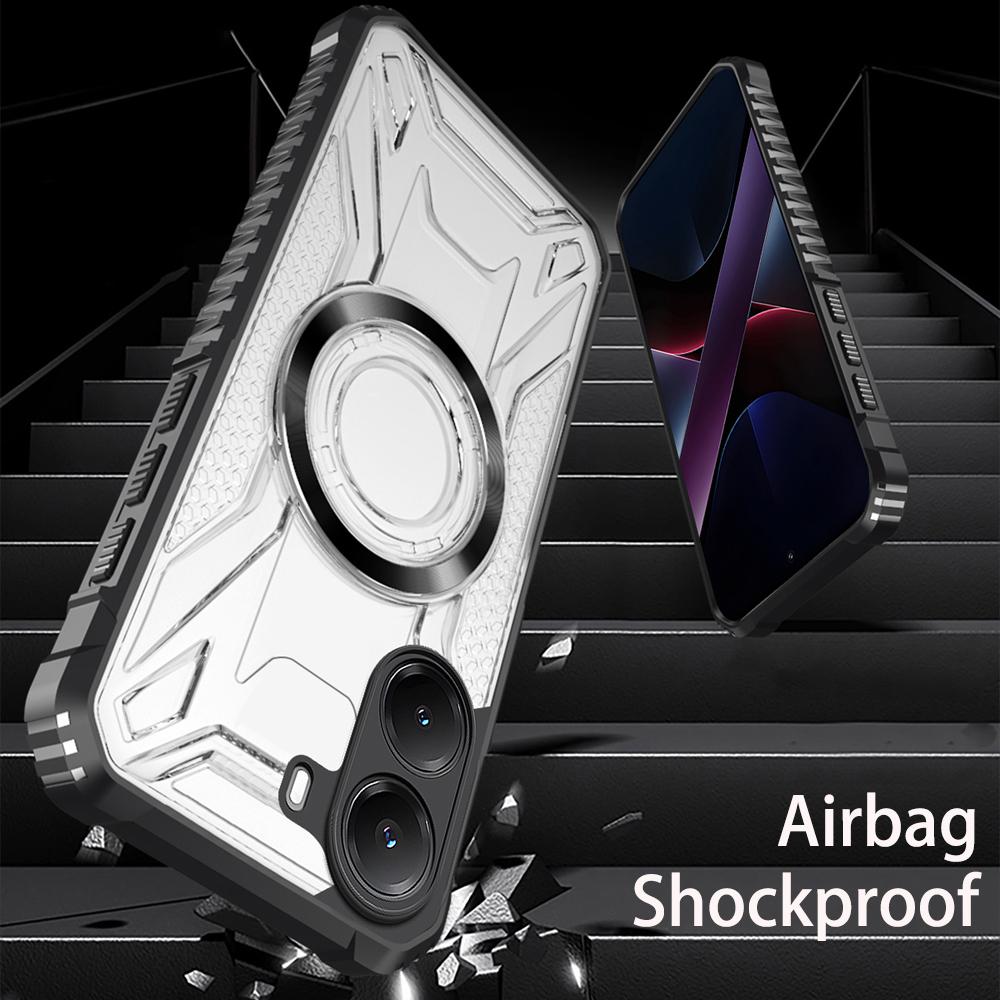 KEYSION Transparent Magnetic Case for Xiaomi POCO X7 Pro 5G Soft Silicone+PC Heavy Duty Shockproof Phone Cover for Redmi Turbo 4