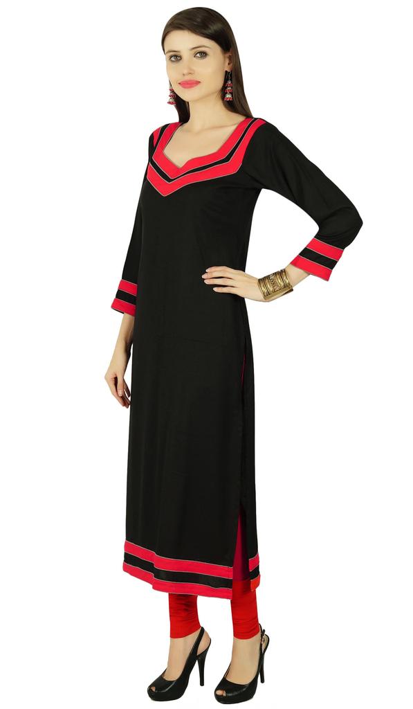 Phagun Solid Kurta Women Ethnic Rayon Kurti Bollywood Top Tunic Dress