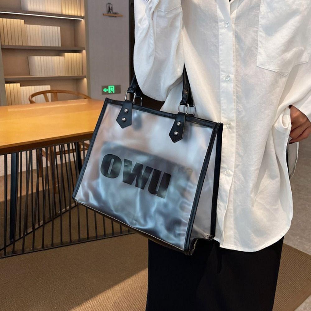 With Inner Pouch Transparent Jelly Bag Large Capacity PVC Composite Tote Bags  School