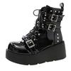 Fashion Punk Style Thick Bottom Motorcycle Boots Women's Platform Gothic Shoes Round Toe High Heel Ankle Booties Rubber Outsole