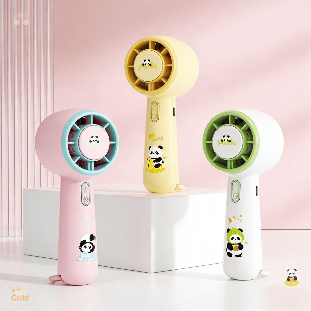 Panda Handheld Fan With Usb Rechargeable Battery For Kids And Students