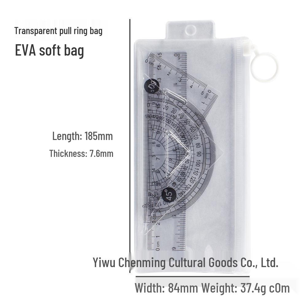 15CM 4-Piece Ruler Set: Transparent Plastic Straight and Round Rulers with Scale in Bag Set