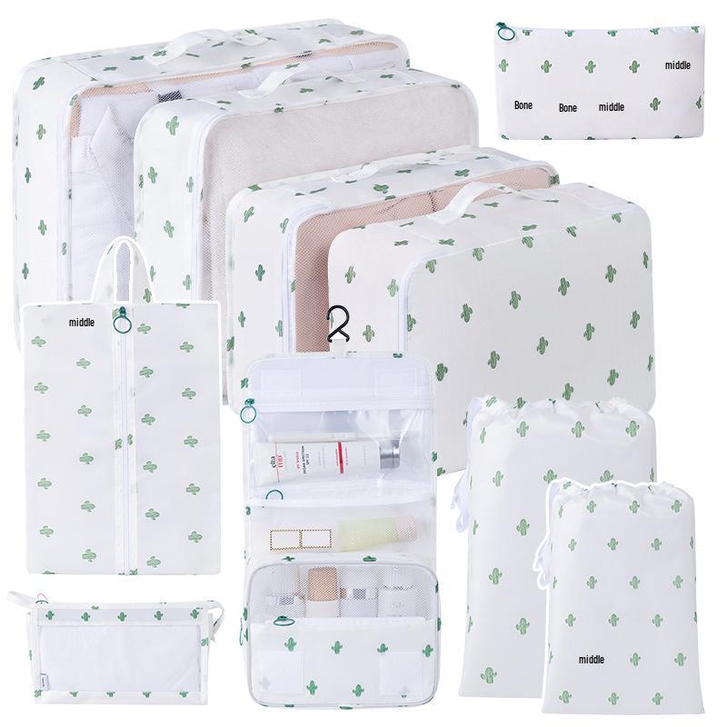 Eight-Piece Waterproof Travel Storage Bag Set for Business Trips - Large Capacity