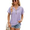 2026 Spring/Summer New Solid Color Buttoned Hooded Loose Short-Sleeve T-Shirt for Women