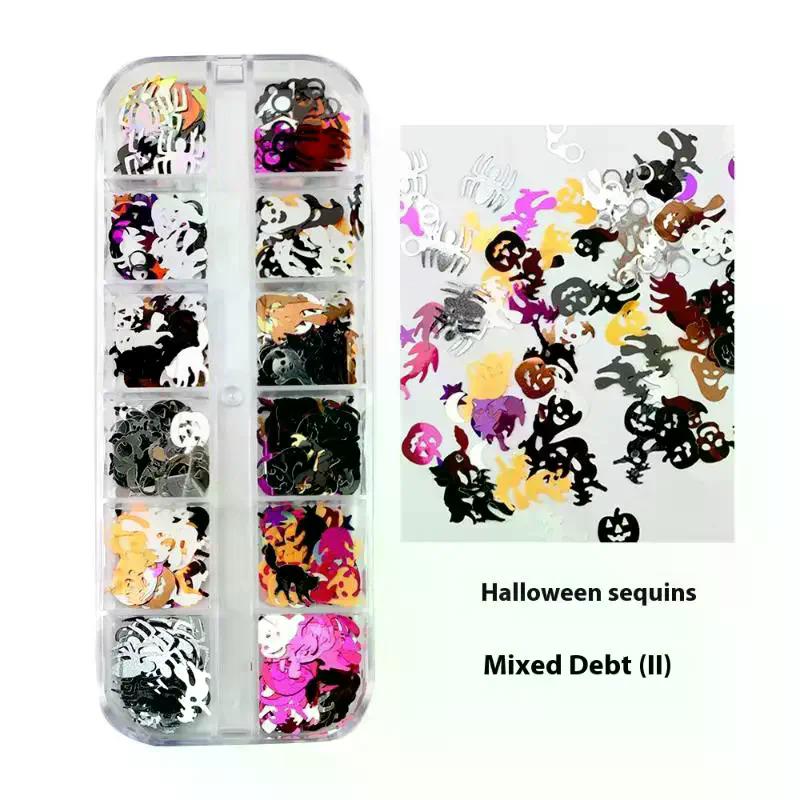 1 Box Halloween Ghost Pumpkin Shape Holographic Festival Glitter Sequins For DIY Making Art Craft Nail Decoration Accessories
