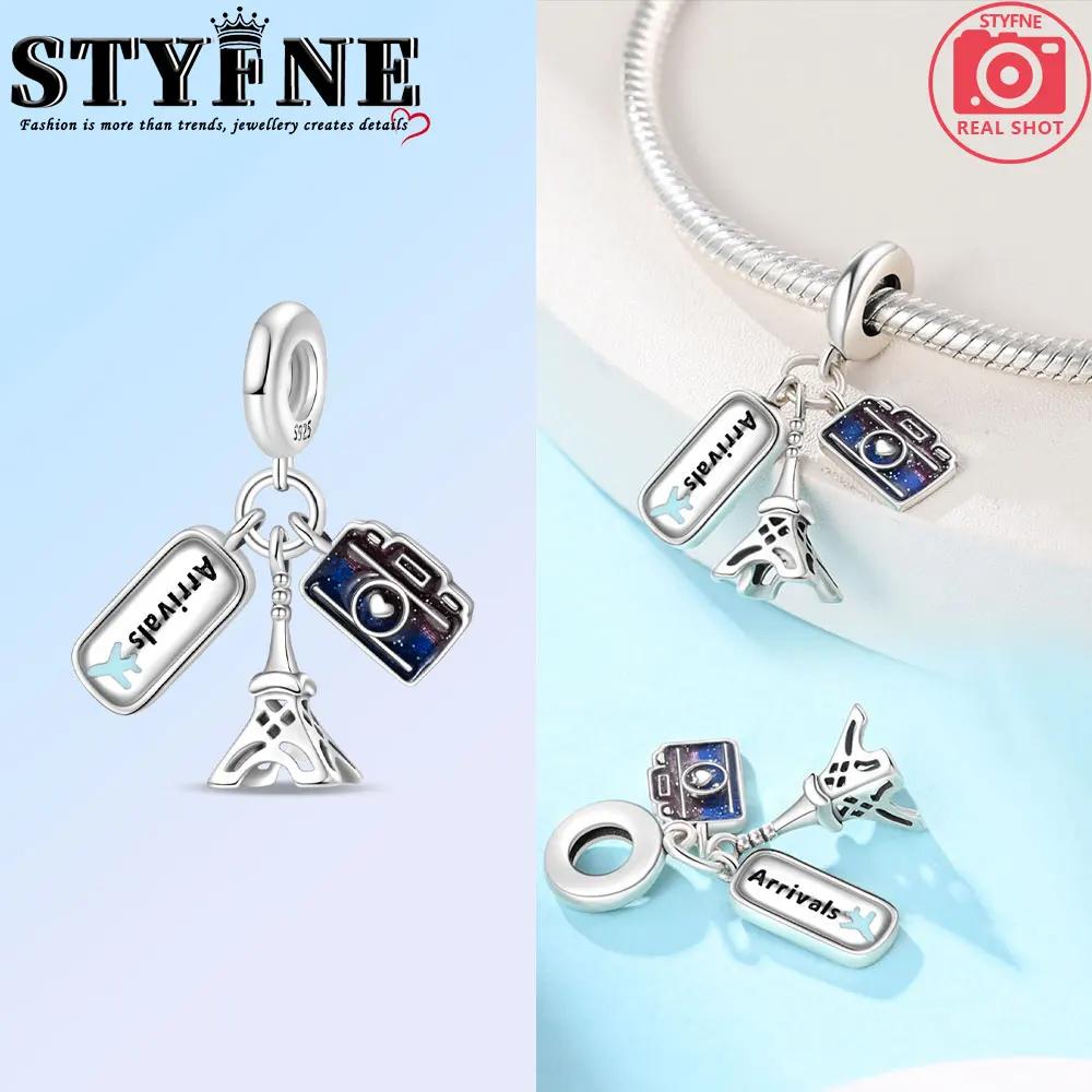 Anniversary Luggage Airplane Passport Three-Piece Set Copper Charms Fit Original Bracelet Jewelry Making For Women Gift