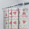 Watermelon Shower Curtain Watercolor Bath Decor For Bathroom Decoration Pink Green Stripe Design Waterproof Fabric Easy Installa