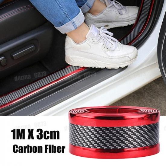 Car Door Sill Scuff Cover Plate Protector Decal Sticker Carbon Fiber Accessories