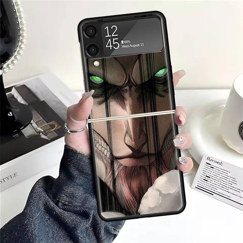 A-Attack On T-Titan Eren Yeager Cases For Samsung Galaxy Z Flip 4 5 6 7 3 Z Flip7 Flip6 Flip4 Flip5 Flip3 5G Hard Shockproof Fun