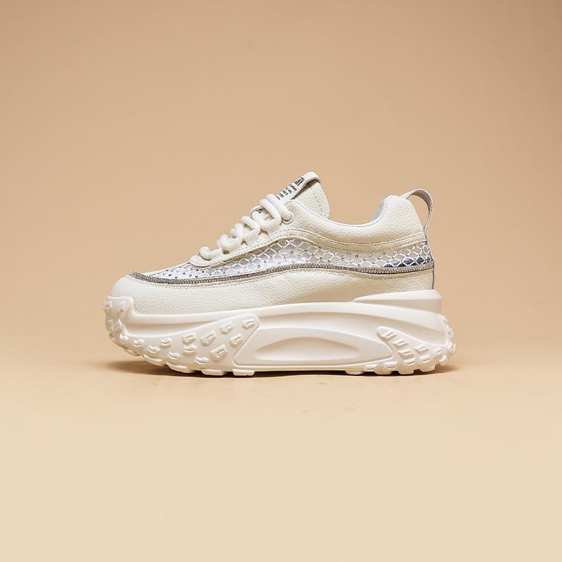 

Summer dad shoes women s mesh breathable 2025 new leather muffin thick-soled casual mesh inner height-increasing white shoes 34 белый