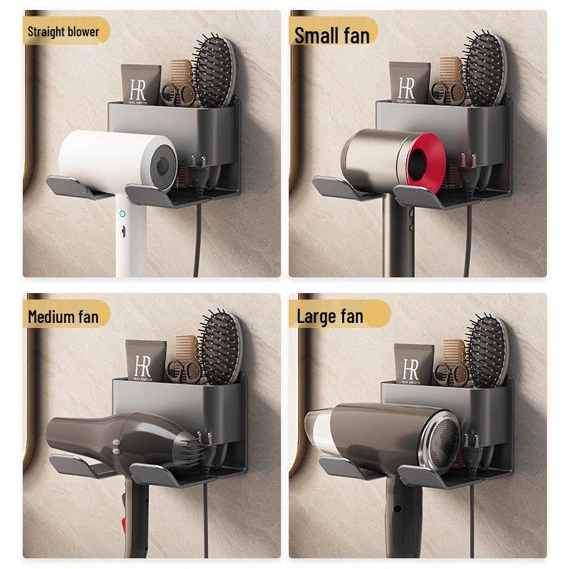 Wall-Mounted Hair Dryer Rack: Bathroom Storage Shelf & Hanging Bracket