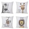 Nordisch Zebra Nilpferd Giraffe Löwe Krokodil Kissenbezug Deko Tier Kissenhülle für Sofa Zuhause Pfirsichhaut Kissenbezug 45x45cm