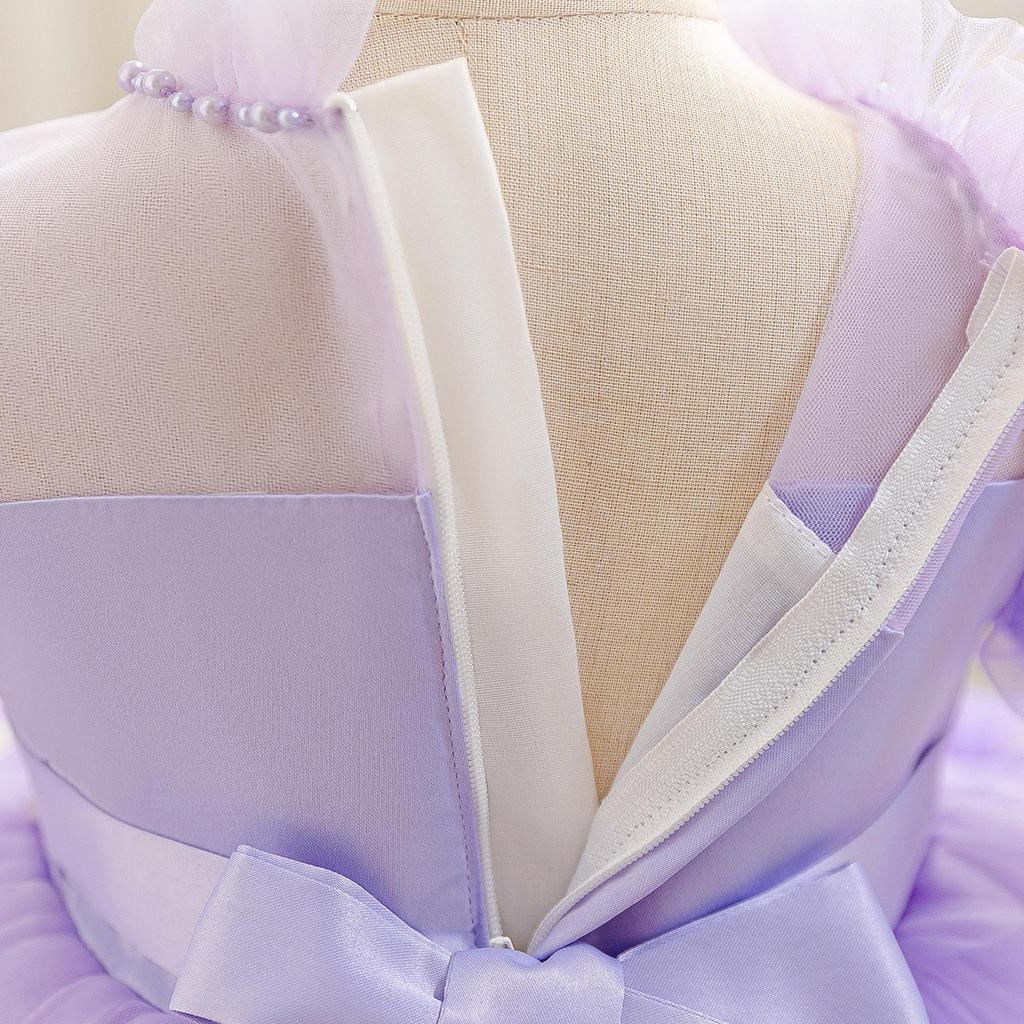 Vestido de Primera Comunión de Princesa con Flores 3D para Niñas - Falda de Malla Abullonada para Actuación de Piano