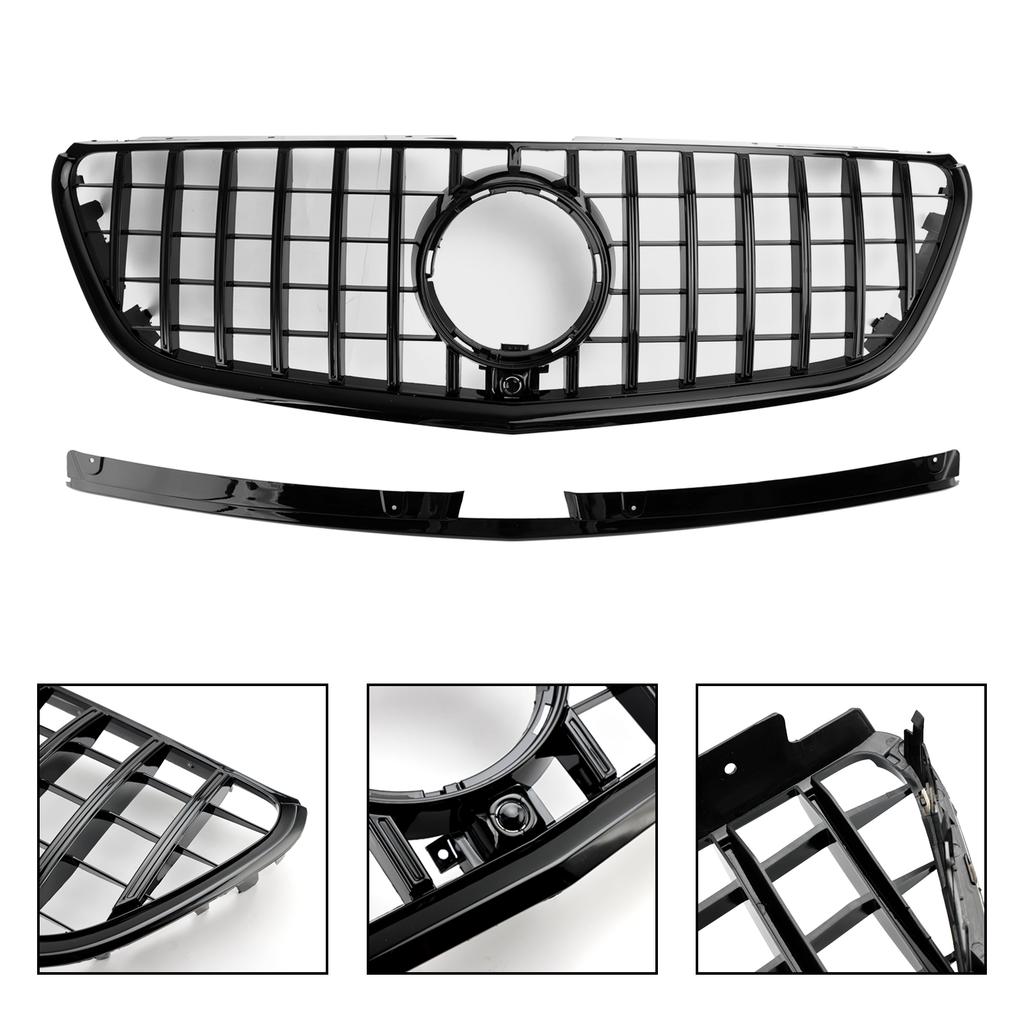 Gloss Black Front Bumper Grill Grille Fit Mercedes Vito W447 2015-19 GT Stlye