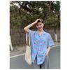Flower Printing Women's Shirts Vacation Style Casual Short Sleeved Bloues Summer New Versatile Ladies Clothing