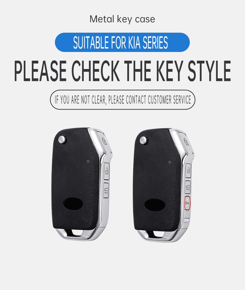 2026 Hot Car Sticker Zinc Alloy Style Leather Car Key Case Cover Protection Shell For Kia Sportage Ceed Xceed Sports K5 Seltos 2