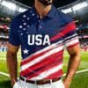 Men's USA Short Sleeve Shirt, Quick-Dry Lightweight Mesh Breathable, Sports Graphic Print for Casual and Athletic Wear